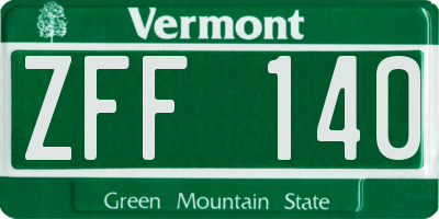 VT license plate ZFF140