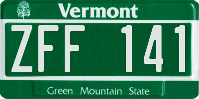 VT license plate ZFF141