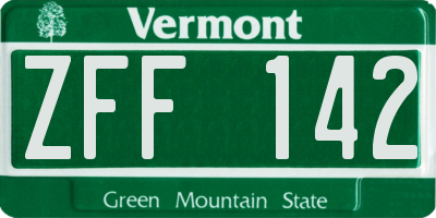 VT license plate ZFF142