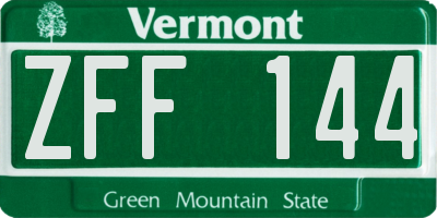 VT license plate ZFF144