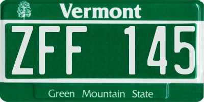 VT license plate ZFF145