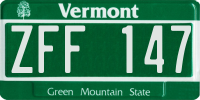 VT license plate ZFF147