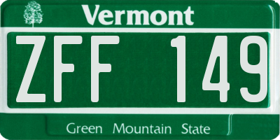 VT license plate ZFF149
