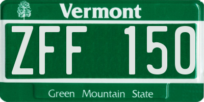 VT license plate ZFF150