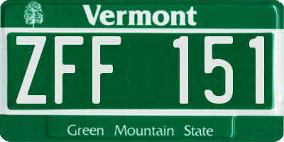 VT license plate ZFF151