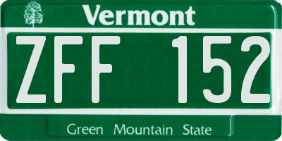 VT license plate ZFF152