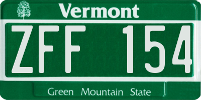 VT license plate ZFF154