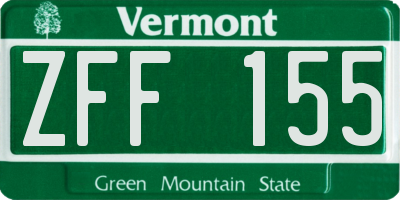 VT license plate ZFF155