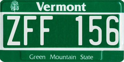 VT license plate ZFF156