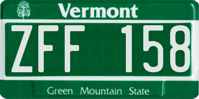 VT license plate ZFF158