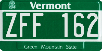 VT license plate ZFF162