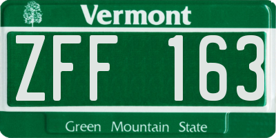 VT license plate ZFF163