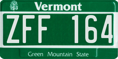 VT license plate ZFF164