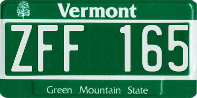 VT license plate ZFF165