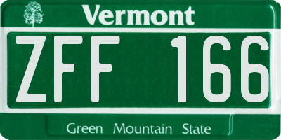 VT license plate ZFF166