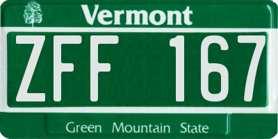 VT license plate ZFF167