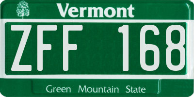 VT license plate ZFF168