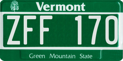 VT license plate ZFF170