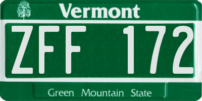 VT license plate ZFF172