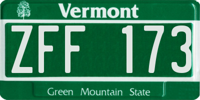VT license plate ZFF173