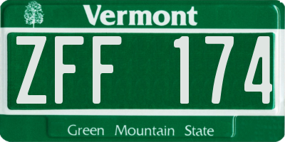 VT license plate ZFF174