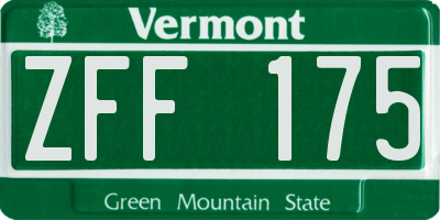 VT license plate ZFF175