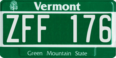 VT license plate ZFF176