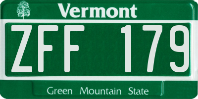 VT license plate ZFF179