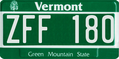 VT license plate ZFF180