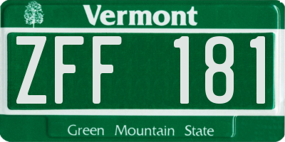 VT license plate ZFF181