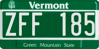 VT license plate ZFF185