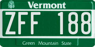 VT license plate ZFF188