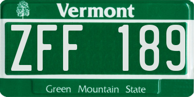 VT license plate ZFF189