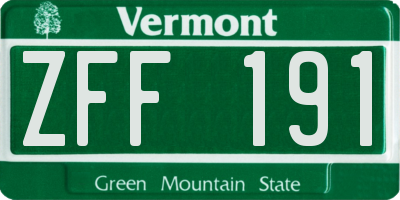 VT license plate ZFF191