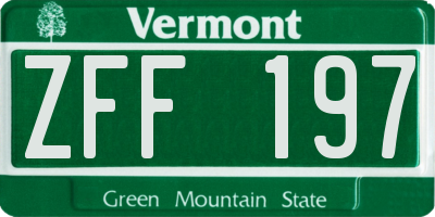 VT license plate ZFF197