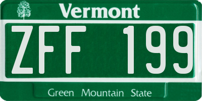 VT license plate ZFF199