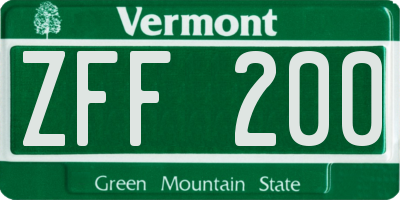 VT license plate ZFF200