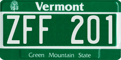 VT license plate ZFF201