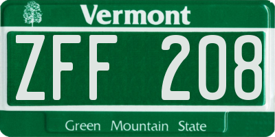 VT license plate ZFF208