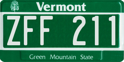 VT license plate ZFF211
