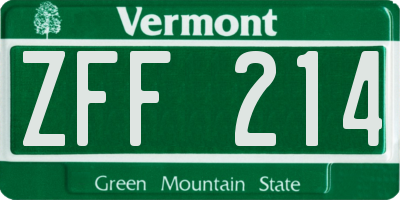 VT license plate ZFF214