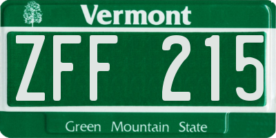 VT license plate ZFF215