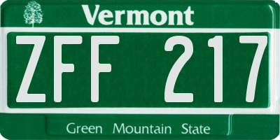 VT license plate ZFF217