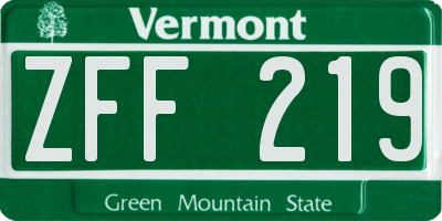 VT license plate ZFF219