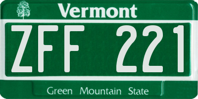 VT license plate ZFF221