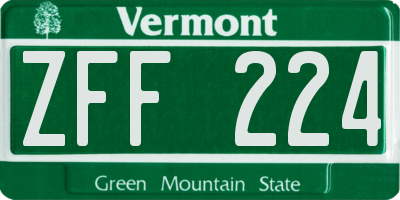 VT license plate ZFF224
