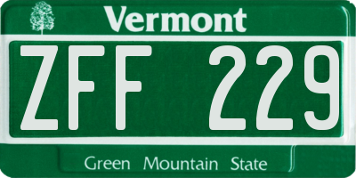VT license plate ZFF229