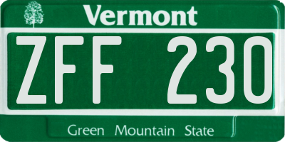 VT license plate ZFF230