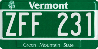 VT license plate ZFF231