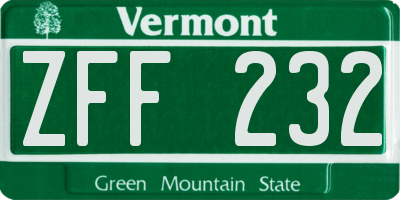 VT license plate ZFF232